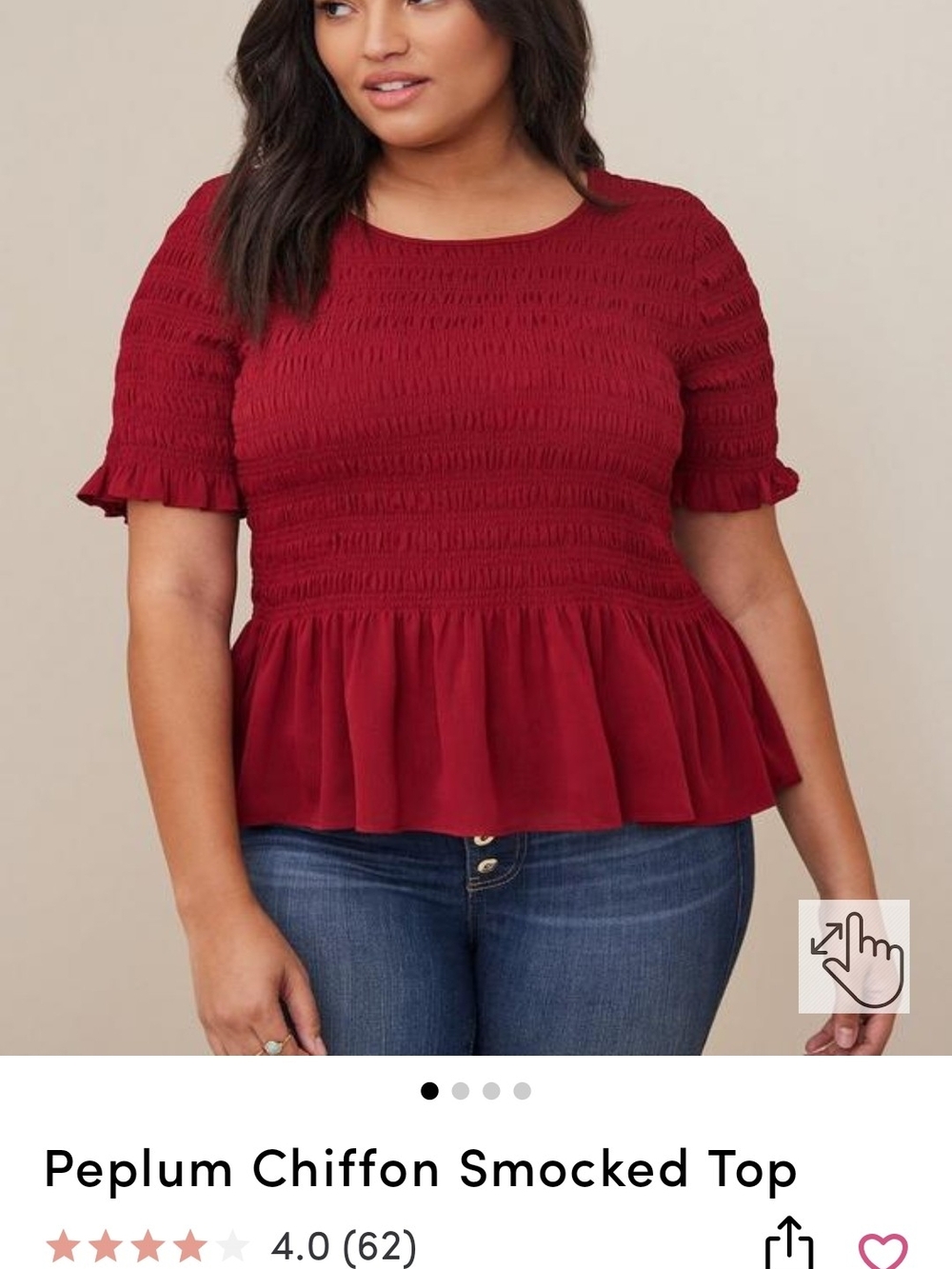 torrid Red Peplum Chiffon Smocked Top